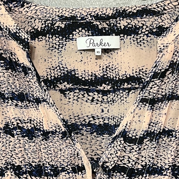 Parker Pleated Tie-Dye Reptile Print Layered Flare Bell Sleeve Tiered Mini Dress - Picture 4 of 7